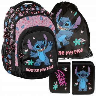 Viackomorový školský batoh Lilo i Stitch Paso, viacfarebný, 19 l + 2 ďalšie produkty